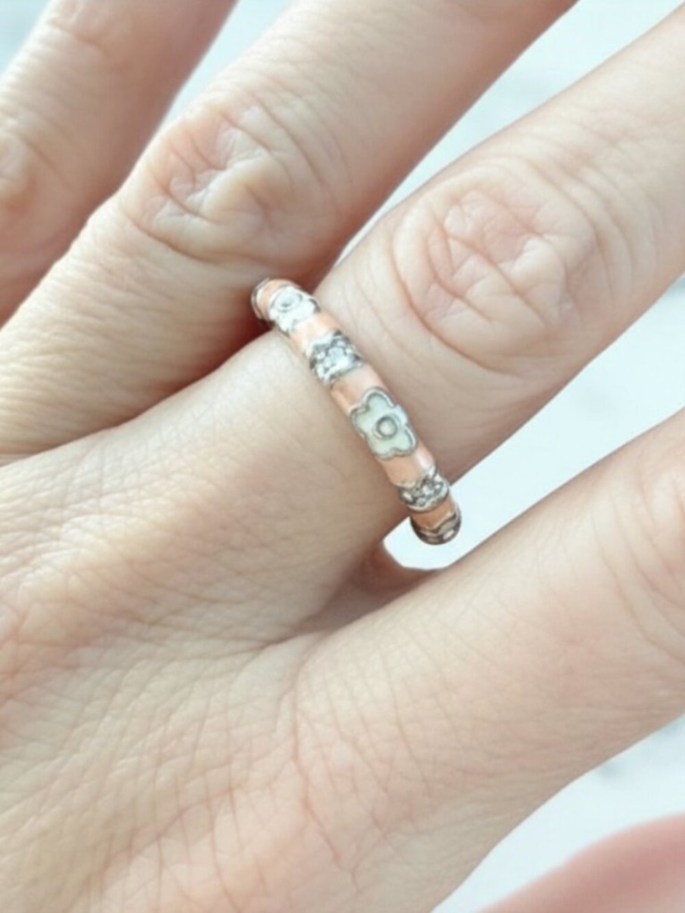 Pink "Daisy Love" Stackable Ring - Picture 2 of 3